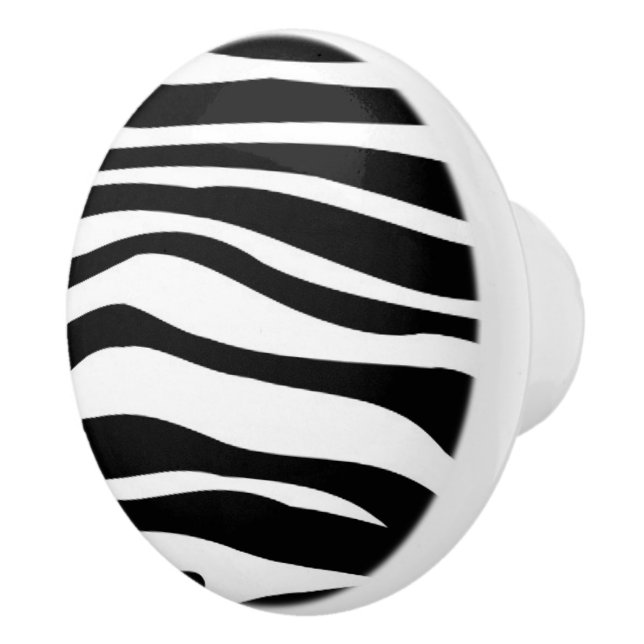 Black and White Zebra Animal Print Mönster Knopp (Höger)