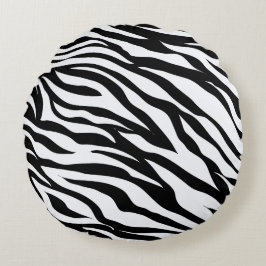 Black and White Zebra Jungle Theme Animal Print Rund Kudde