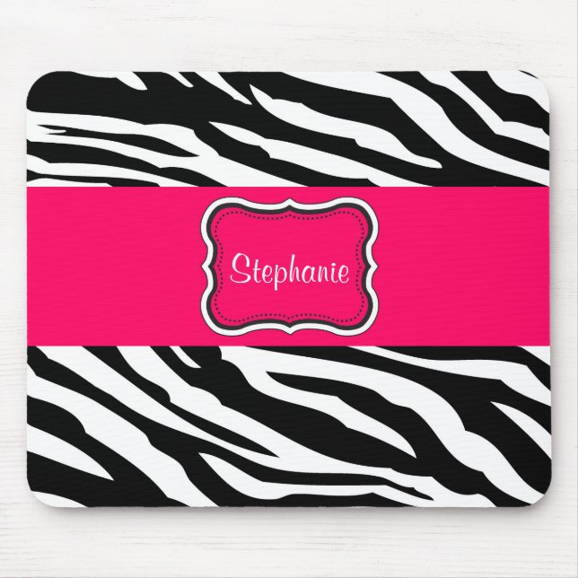 Black and White Zebra Personalized Mouse Pad Musmatta (Framsidan)
