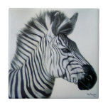 Black and White Zebra Portrait Kakelplatta<br><div class="desc">Zebra from original oil on canvas by Sue Maas</div>
