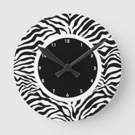 Black and White Zebra Rand Rund Klocka