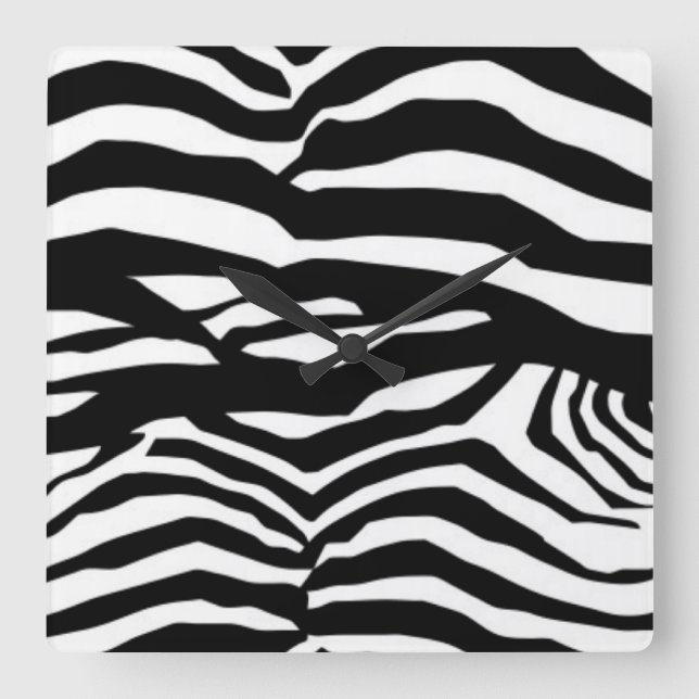 Black and White Zebra ränder Fyrkantig Klocka (Framsida)