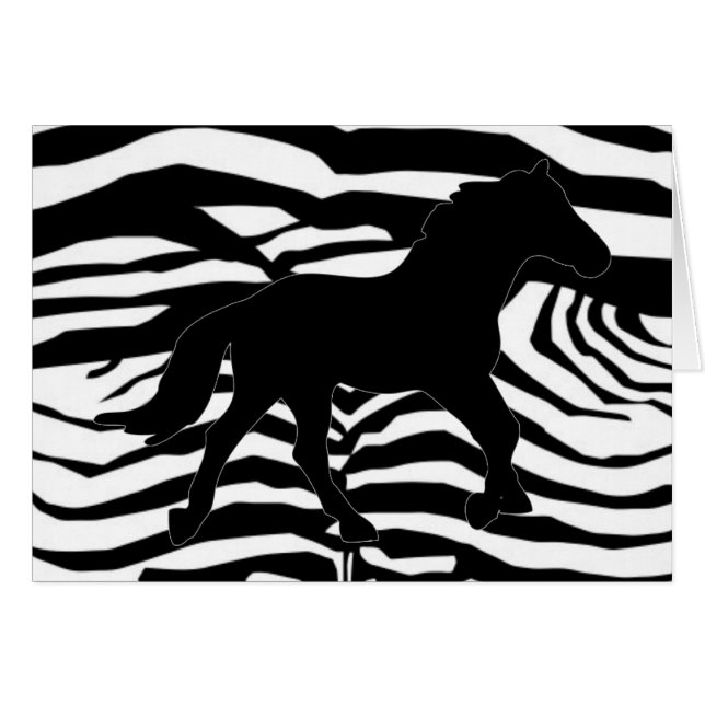 Black and White Zebra ränder Hälsningskort (Framsidan Horizontal)