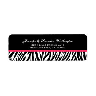 Black and White Zebra Returadress Etikett