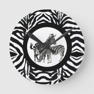 Black and White Zebra Round Acrylic Wall Clock Rund Klocka