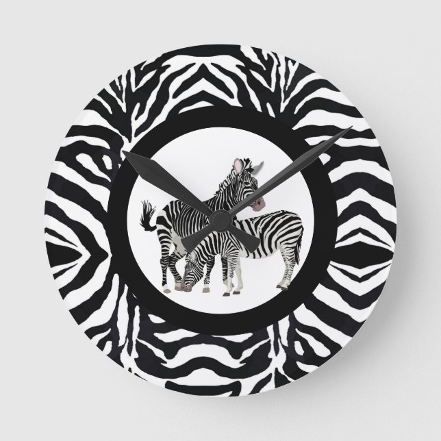 Black and White Zebra Round Acrylic Wall Clock Rund Klocka (Framsida)