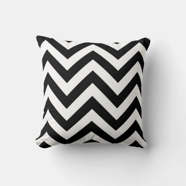 Black and White Zig Zags Cushion Kudde (Framsida)