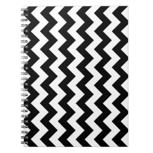Black and White Zigzag Anteckningsbok Med Spiral