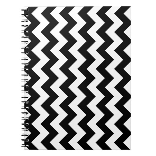 Black and White Zigzag Anteckningsbok Med Spiral (Framsidan)