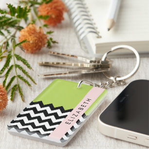 Black and White Zigzag, Chevron, Grönt, ditt namn