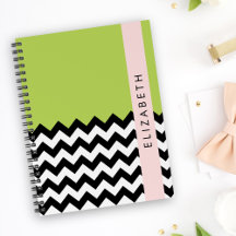 Black and White Zigzag, Chevron, Grönt, ditt namn