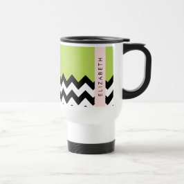 Black and White Zigzag, Chevron, Grönt, ditt namn Resemugg