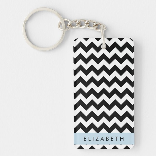 Black and White Zigzag, Chevron Mönster, ditt namn (Framsidan)