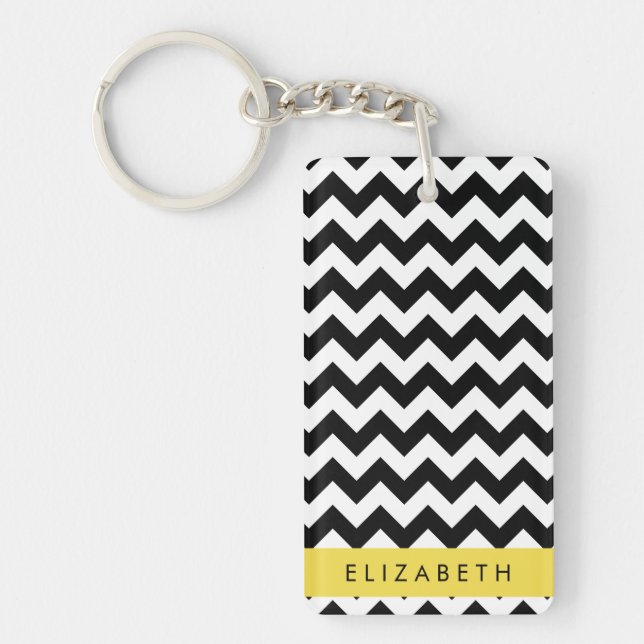 Black and White Zigzag, Chevron Mönster, ditt namn (Framsidan)