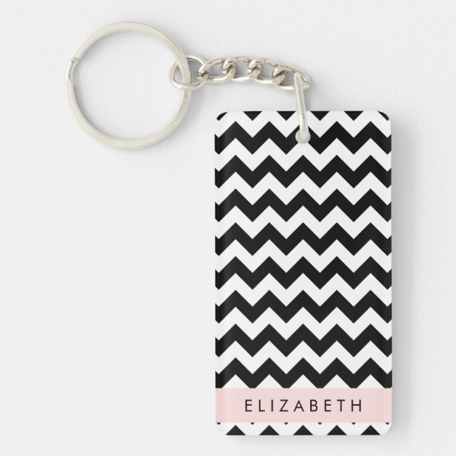 Black and White Zigzag, Chevron Mönster, ditt namn (Framsidan)