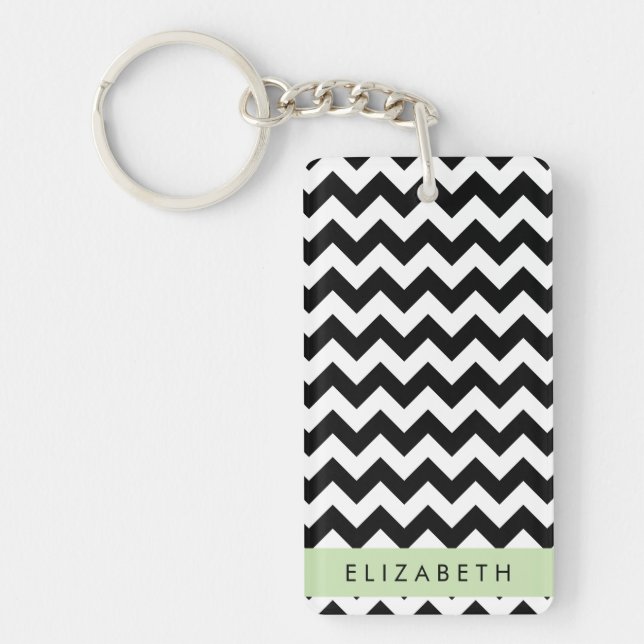 Black and White Zigzag, Chevron Mönster, ditt namn (Framsidan)