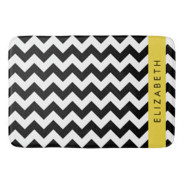 Black and White Zigzag, Chevron Mönster, ditt namn Badrumsmatta