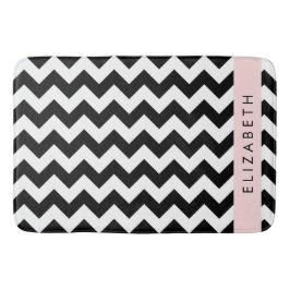 Black and White Zigzag, Chevron Mönster, ditt namn Badrumsmatta
