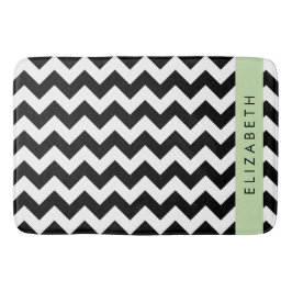 Black and White Zigzag, Chevron Mönster, ditt namn Badrumsmatta