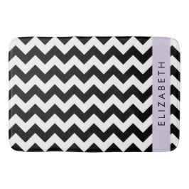 Black and White Zigzag, Chevron Mönster, ditt namn Badrumsmatta