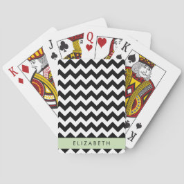 Black and White Zigzag, Chevron Mönster, ditt namn Casinokort