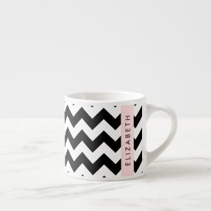 Black and White Zigzag, Chevron Mönster, ditt namn Espressomugg