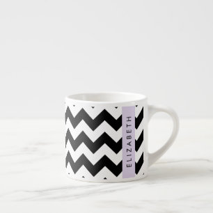 Black and White Zigzag, Chevron Mönster, ditt namn Espressomugg