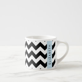 Black and White Zigzag, Chevron Mönster, ditt namn Espressomugg