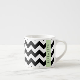 Black and White Zigzag, Chevron Mönster, ditt namn Espressomugg