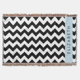 Black and White Zigzag, Chevron Mönster, ditt namn Filt