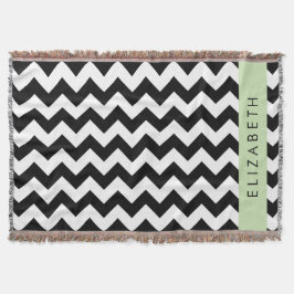 Black and White Zigzag, Chevron Mönster, ditt namn Filt