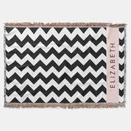 Black and White Zigzag, Chevron Mönster, ditt namn Filt
