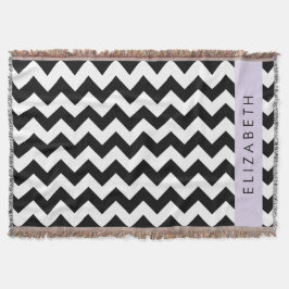 Black and White Zigzag, Chevron Mönster, ditt namn Filt