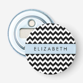 Black and White Zigzag, Chevron Mönster, ditt namn Flasköppnare
