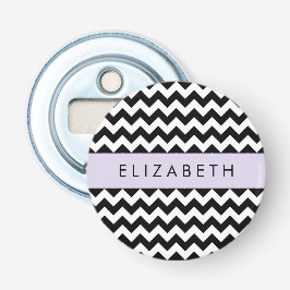 Black and White Zigzag, Chevron Mönster, ditt namn Flasköppnare