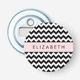 Black and White Zigzag, Chevron Mönster, ditt namn Flasköppnare