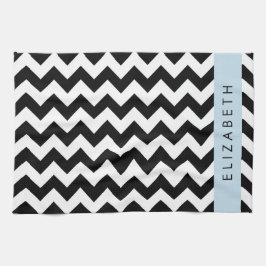 Black and White Zigzag, Chevron Mönster, ditt namn Kökshandduk