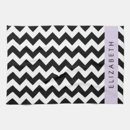 Black and White Zigzag, Chevron Mönster, ditt namn Kökshandduk