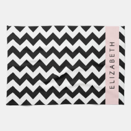 Black and White Zigzag, Chevron Mönster, ditt namn Kökshandduk
