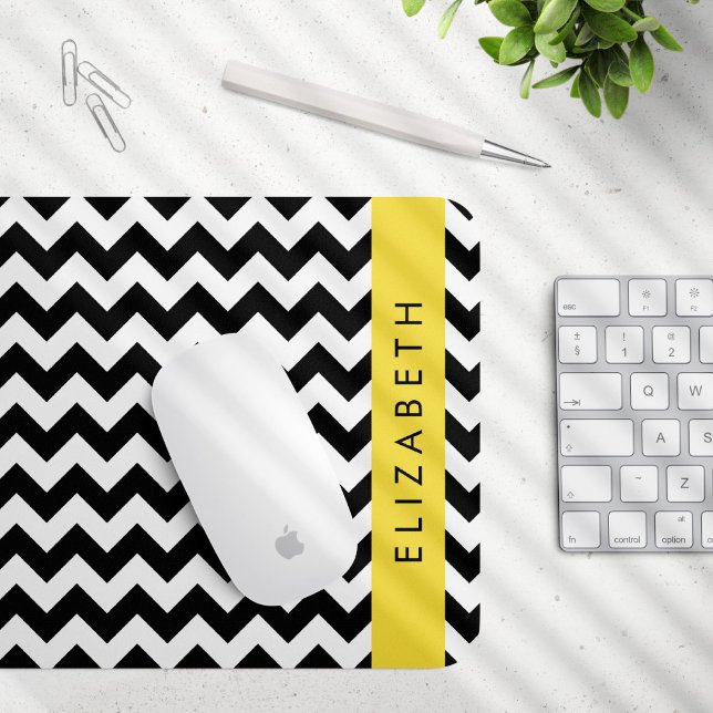 Black and White Zigzag, Chevron Mönster, ditt namn Musmatta (Skapare uppladdad)