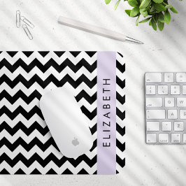 Black and White Zigzag, Chevron Mönster, ditt namn Musmatta