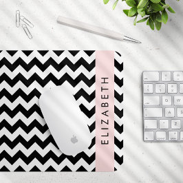 Black and White Zigzag, Chevron Mönster, ditt namn Musmatta