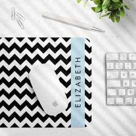 Black and White Zigzag, Chevron Mönster, ditt namn Musmatta