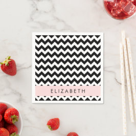 Black and White Zigzag, Chevron Mönster, ditt namn Pappersservett