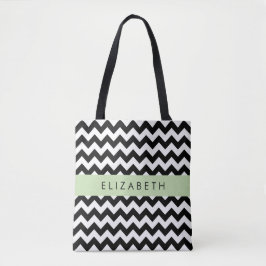 Black and White Zigzag, Chevron Mönster, ditt namn Tygkasse