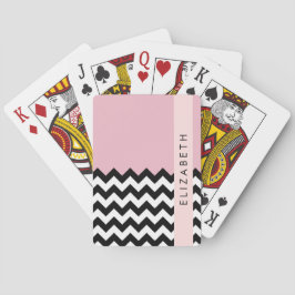 Black and White Zigzag, Chevron, Rosa, ditt namn Casinokort