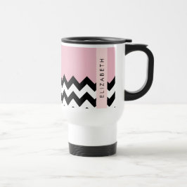 Black and White Zigzag, Chevron, Rosa, ditt namn Resemugg