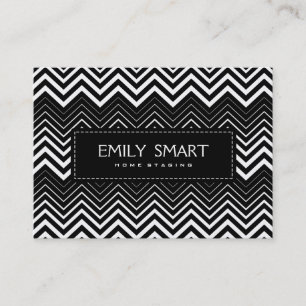 Black and White Zigzag Chevron Visitkort