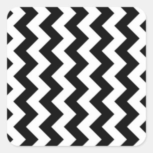 Black and White Zigzag Fyrkantigt Klistermärke