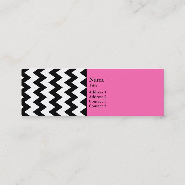 Black and White Zigzag Mini Visitkort (Framsida)